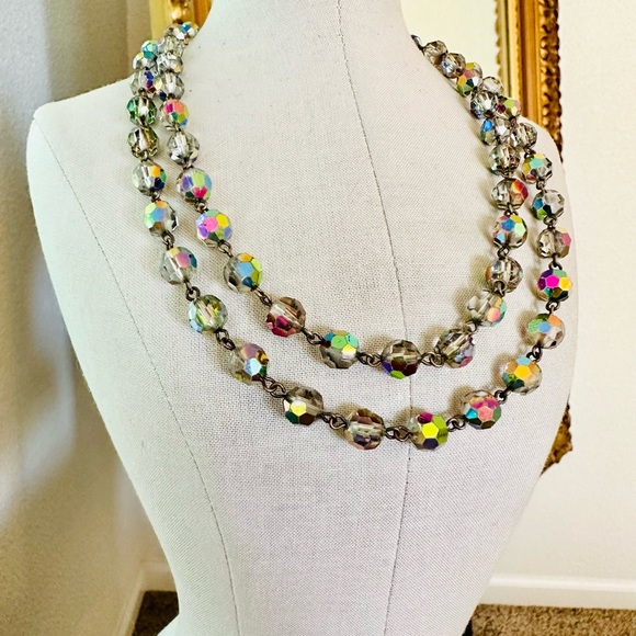 Vintage Deco Iridescent Borealis Bead Necklace - Picture 12 of 12